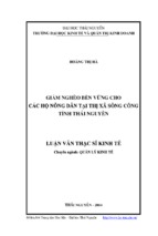 Giảm nghèo bền vững cho các hộ nông dân tại thị xã sông công tỉnh thái nguyên