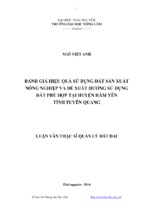 đánh giá hiệu quả sử dụng đất sản xuất nông nghiệp và đề xuất hướng sử dụng đất phù hợp tại huyện hàm yên tỉnh tuyên quang