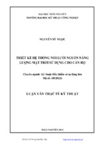 Thiết kế hệ thống nối lưới nguồn năng lượng mặt trời sử dụng cho căn hộ