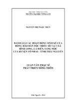 đánh giá các hoạt động sinh kế của đồng bào dân tộc thiểu số tại 3 xã bình long, la hiên, sảng mộc của huyện võ nhai, tỉnh thái nguyên