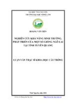 Nghiên cứu khả năng sinh trưởng, phát triển của một số giống ngô lai tại tỉnh tuyên quang