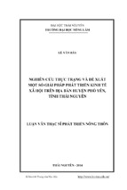 Nghiên cứu thực trạng và đề xuất một số giải pháp phát triển kinh tế xã hội trên địa bàn huyện phổ yên, tỉnh thái nguyên