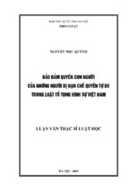 Bảo đảm quyền con người của những người bị hạn chế quyền tự do trong luật tố tụng hình sự việt nam