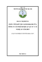 Phân tích kết quả kinh doanh của công ty cổ phần dược & vật tư y tế nghệ an