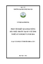 Phân tích kết quả hoạt động đấu thầu thuốc tại sở y tế tỉnh nghệ an
