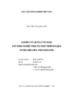 Nghiên cứu quản lý sử dụng  đất nông nghiệp phục vụ phát triển du lịch  huyện điện biên, tỉnh điện biên