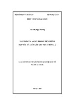 Luận án tiến sĩ chuyên ngành quan hệ quốc tế vai trò của asean trong tiến trình hợp tác và liên kết khu vực ở đông á