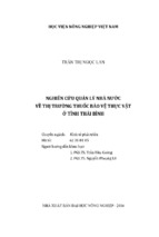 Nghiên cứu quản lý nhà nước  về thị trường thuốc bảo vệ thực vật  ở tỉnh thái bình