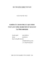 Nghiên cứu ảnh hưởng của quá trình  tích tụ đất nông nghiệp đến sử dụng đất  tại tỉnh nam định