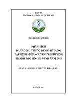 Phân tích danh mục thuốc được sử dụng tại bệnh viện nguyễn tri phương thành phố hồ chí minh