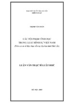 Các tội phạm tình dục trong luật hình sự việt nam (trên cơ sở số liệu thực tiễn tại địa bàn tỉnh đắk lắk)