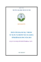 Phân tích danh mục thuốc sử dụng tại bệnh viện đa khoa tỉnh bình dương