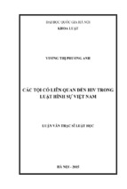 Các tội có liên quan đến hiv trong luật hình sự việt nam