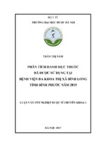 Phân tích danh mục thuốc đã được sử dụng tại bệnh viện đa khoa thị xã bình long tỉnh bình phước