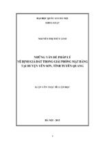 Những vấn đề pháp lý về định giá đất trong giải phóng mặt bằng tại huyện yên sơn, tỉnh tuyên quang.