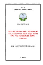Phân tích hoạt động kinh doanh của công ty cổ phần dược phẩm opc chi nhánh miền đông