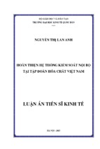 Hoàn thiện hệ thống kiểm soát nội bộ tại tại tập đoàn hoá chất việt nam