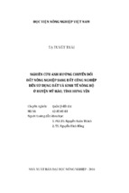 Nghiên cứu ảnh hưởng chuyển đổi  đất nông nghiệp sang đất công nghiệp  đến sử dụng đất và kinh tế nông hộ  ở huyện mỹ hào, tỉnh hưng yên