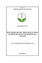 Phân tích danh mục thuốc được sử dụng tại bệnh viện quân y 7b tỉnh đồng nai