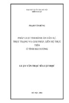 Pháp luật thi hành án dân sự, thực trạng và giải pháp, liên hệ thực tiễn ở tỉnh hải dương