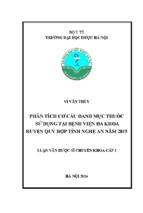 Phân tích cơ cấu danh mục thuốc sử dụng tại Bệnh viện Đa khoa huyện Quỳ Hợp tỉnh Nghệ An