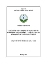 Khảo sát thực trạng sử dụng thuốc cho bệnh nhân nội trú tại Bệnh viện Đa khoa thành phố Vinh