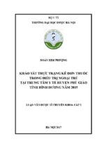 Khảo sát thực trạng kê đơn thuốc trong điều trị ngoại trú tại Trung tâm Y tế huyện Phú Giáo tỉnh Bình Dương