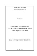 đầu tư trực tiếp nước ngoài của việt nam vào một số nước asean thực trạng và giải ph