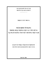 Thẩm định tín dụng trong hoạt động cho vay tiêu dùng tại ngân hang thương mại cổ phẩn kỹ thương việt nam