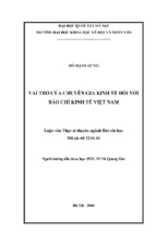 Vai trò của chuyên gia kinh tế đối với báo chí kinh tế việt nam