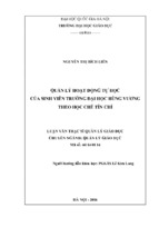 Quản lý hoạt động tự học của sinh viên trường đại học hùng vương theo học chế tín chỉ