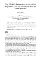 Pháp chế xã hội chủ nghĩa trong tổ chức và hoạt động của hải quan việt nam hiện nay.thực tiễn ở thừa thiên hu