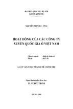 Hoạt động của các công ty xuyên quốc gia ở việt nam