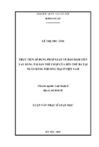 Thực tiễn áp dụng pháp luật về bảo đảm tiền vay bằng tài sản thế chấp của bên thứ ba tại ngân hàng thương mại ở việt nam