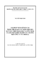 Giải pháp tháo gỡ rào cản trong trích lập và sử dụng hiệu quả quỹ phát triển khoa học và công nghệ của doanh nghiệp ( nghiên cứu trường hợp công ty vtc mobile)