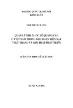 Quản lý nhà nước về quảng cáo ở việt nam trong giai đoạn hiện nay thực trạng và giải pháp phát tri