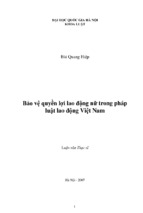 Bảo vệ quyền lợi lao động nữ trong pháp luật lao động việt nam