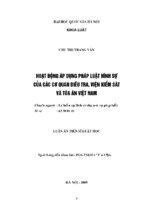 Hoạt động áp dụng pháp luật hình sự của các cơ quan điều tra, viện kiểm sát và tòa án việt nam