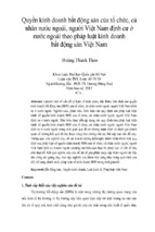 Quyền kinh doanh bất động sản của tổ chức, cá nhân nước ngoài, người việt nam định cư ở nước ngoài theo pháp luật kinh doanh bất động sản việt nam