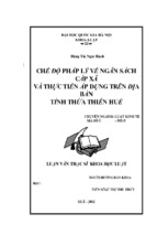 Chế độ pháp lý về ngân sách cấp xã và thực tiễn áp dụng trên địa bàn tỉnh thừa thiên huế