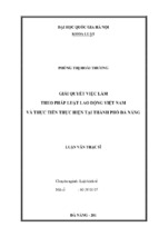 Giải quyết việc làm theo pháp luật lao động việt nam và thực tiễn thực hiện tại thành phố đà nẵng