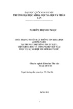 Thực trạng nguồn lực thông tin khoa học và công nghệ tại trung tâm thông tin tư liệu, viện khoa học và công nghệ việt nam phục vụ sự nghiệp đổi mới đất nước