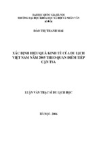 Xác định hiệu quả kinh tế của du lịch việt nam năm 2005 theo quan điểm tiếp cận tsa