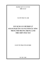 Xây dựng cơ chế pháp lý bảo đảm quyền con người được sống trong môi trường trong lành theo hiến pháp 2013