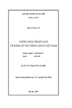 Thống nhất pháp luật về đăng ký bất động sản ở việt nam