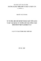 Tư tưởng hồ chí minh về đoàn kết tôn giáo và sự vận dụng tư tưởng đó vào công cuộc đổi mới ở việt nam hiện nay