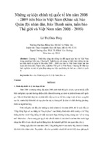 Những sự kiện chính trị quốc tế lớn năm 2008   2009 trên báo in việt nam (khảo sát báo quân đội nhân dân, báo thanh niên, tuần báo thế giới và việt nam năm 2008   2009)