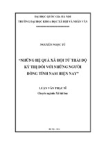 Những hệ quả xã hội từ thái độ kỳ thị đối với người đồng tính việt nam hiện nay