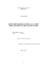 Quyền hiến bộ phận cơ thể của cá nhân theo quy định của bộ luật dân sự 2005