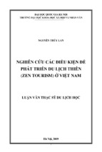 Nghiên cứu các điều kiện để phát triển du lịch thiền (zen tourism) ở việt nam